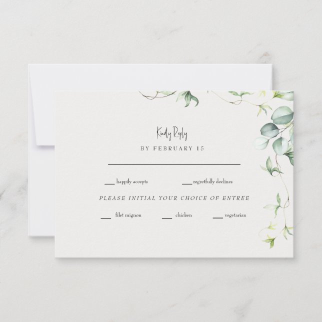 Greenery Elegance Cream Wedding RSVP (Frente)
