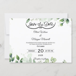Greenery Elegant Salve O Convite De Data