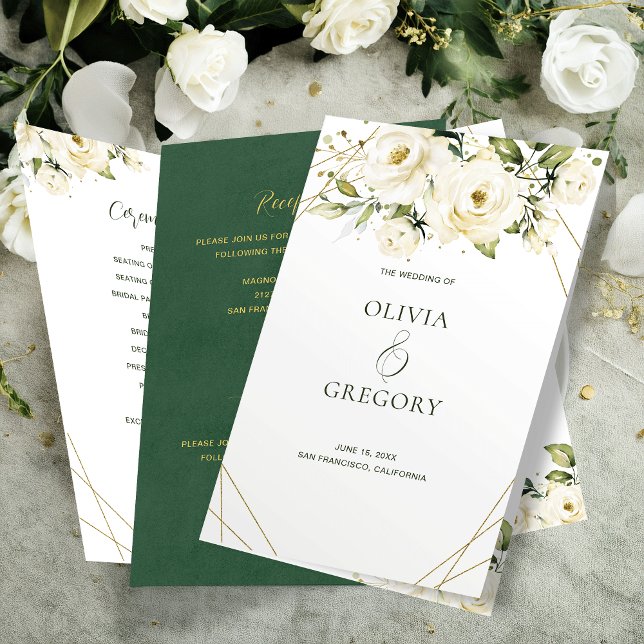 Greenery Elegant White rose e Programa de Casament (Criador carregado)
