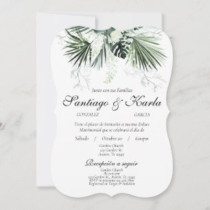 Greenery espanhol Wedding Convite