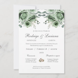 Greenery espanhol Wedding Convite