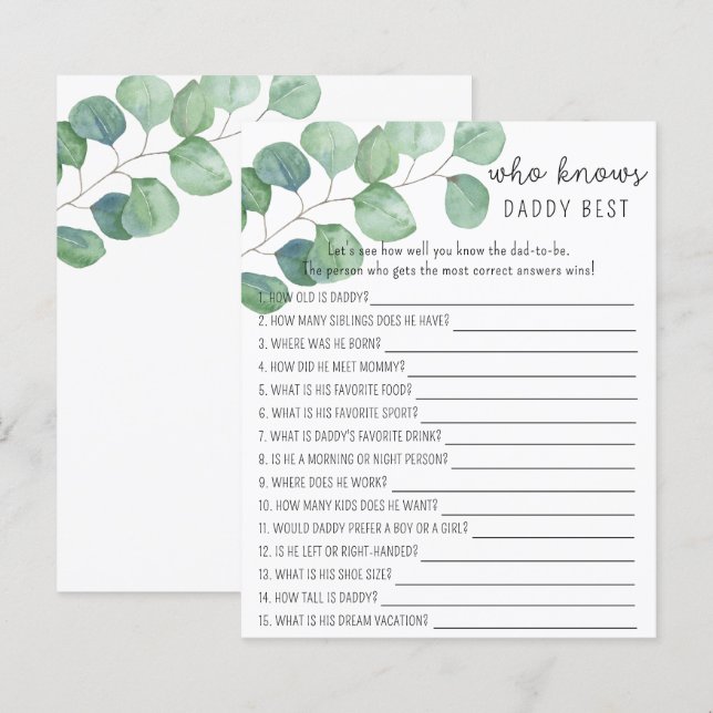 Greenery Eucalipto - Quem conhece melhor PAPAI (Frente/Verso)