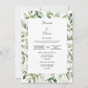 Greenery Eucalyptus Convite Caseiro Espanhol