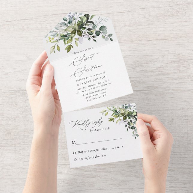 Greenery, Eucalyptus Leaves, Boho, Sweet 16 (Tearaway)