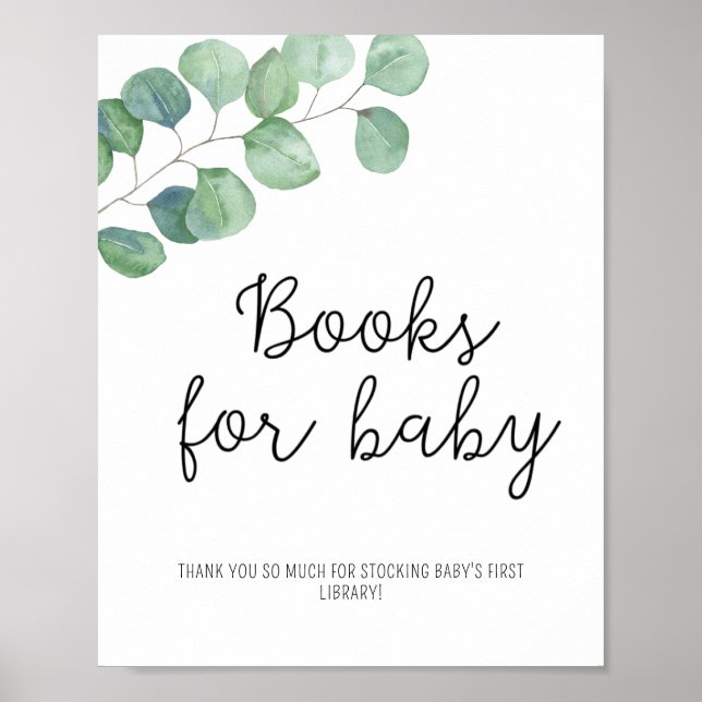Greenery Eucalyptus - Livros para poster bebê (Frente)
