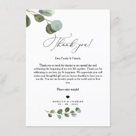 Greenery Eucalyptus Napkin Obrigado Cartão Nota