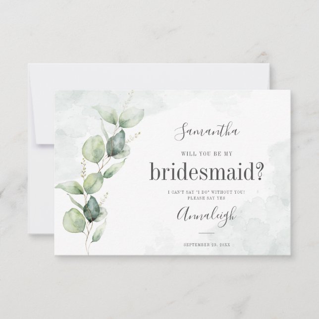 Greenery Eucalyptus Você Será Meu Cartão De Brides (Frente)