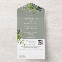 Greenery Floral Código QR Sage Casamento Verde