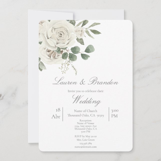 Greenery floral Convite de casamento (Frente)