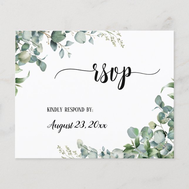 Greenery Floral Eucalyptus Wedding RSVP Resposta (Frente)