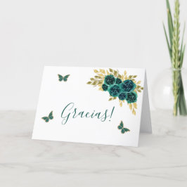 Greenery Floral Quinceañera Cartões de agradecimen