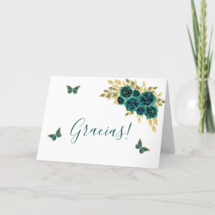 Greenery Floral Quinceañera Cartões de agradecimen