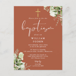 Greenery Floral Terracotta Baptism Convite