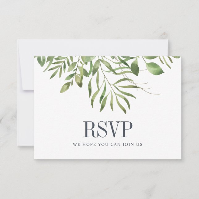 Greenery Foliage Leafy Wedding RSVP (Frente)