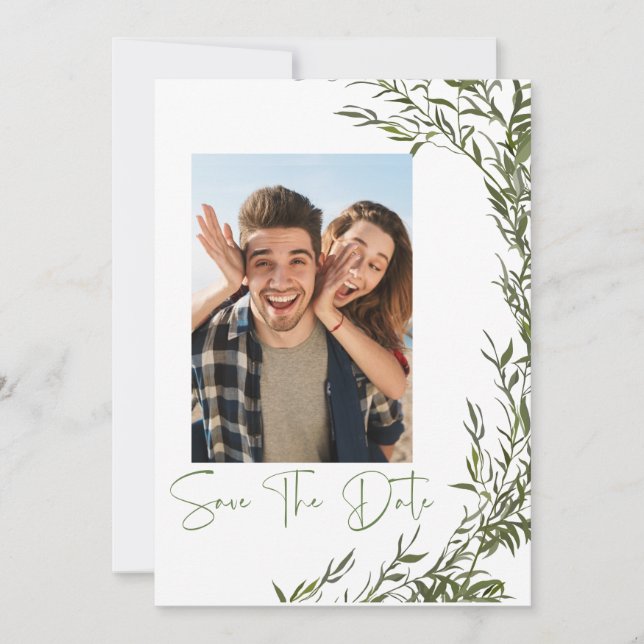 Greenery Foto Salvar O Convite De Data (Frente)