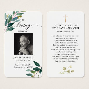 Greenery Funeral Memorial Poem Card