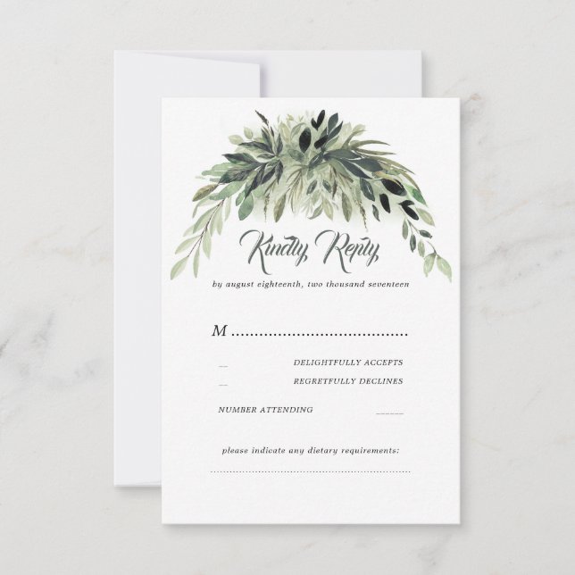 Greenery Garland Wedding RSVP (Frente)