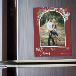 Greenery Merry Christmas Arch Photo Burgundy