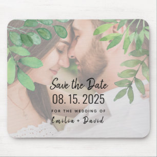 Greenery Photo Wedding Save The Date Mouse Pad