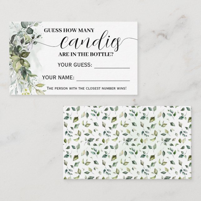 Greenery Quantos cartões de Chá de fraldas Candies (Frente/Verso)