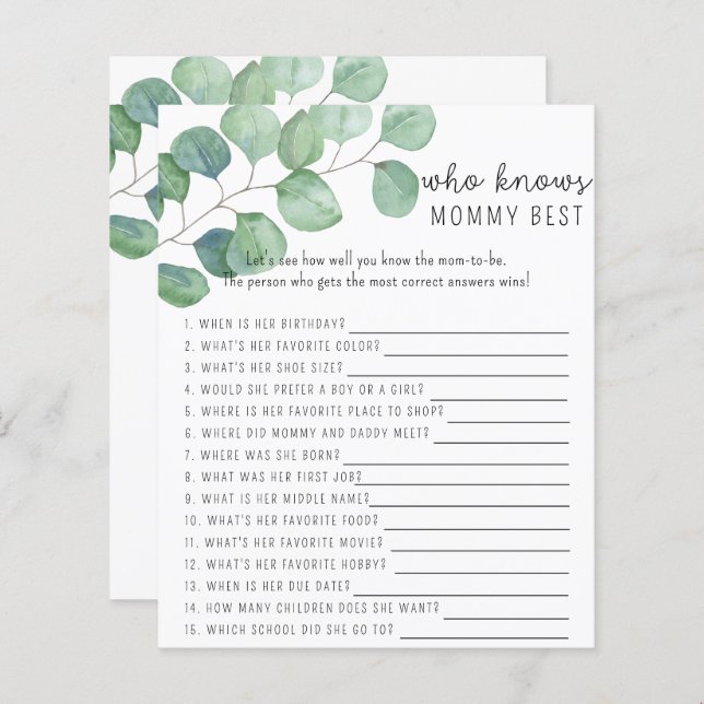 Greenery - Quem conhece o melhor jogo das mamães (Frente/Verso)