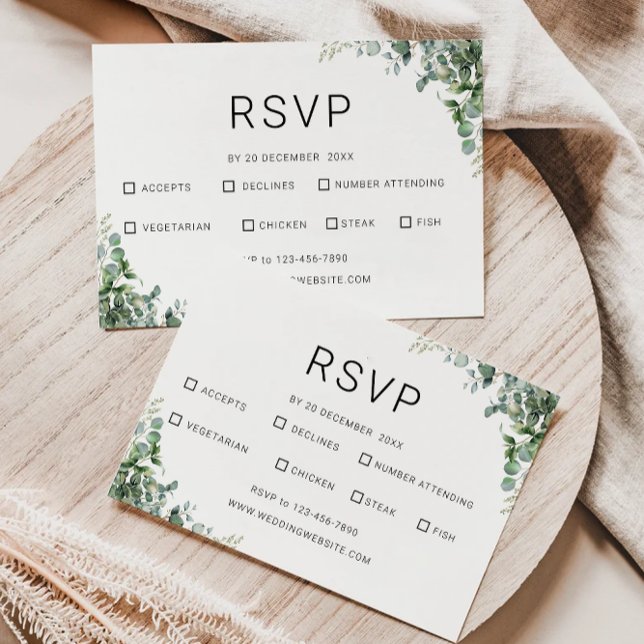 Greenery RSVP Card Wedding Modelo (Greenery RSVP Card Wedding Template)