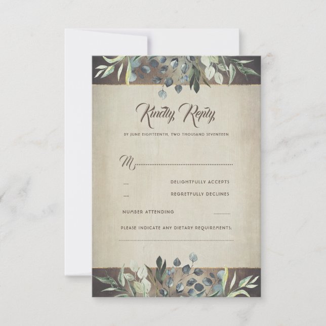Greenery Rustic Country Wedding RSVP (Frente)