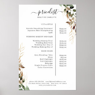 Greenery Salon Price List Poster