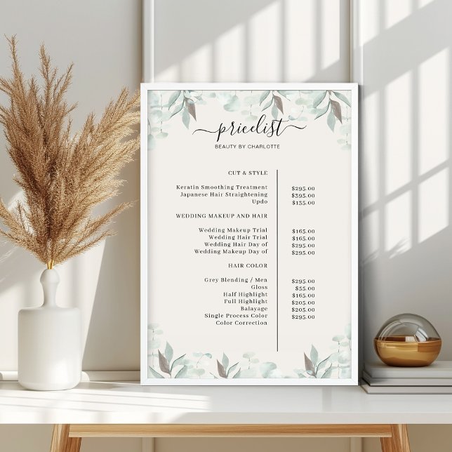 Greenery Salon Price List Poster (Criador carregado)