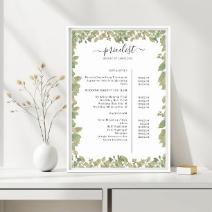 Greenery Salon Price List Poster