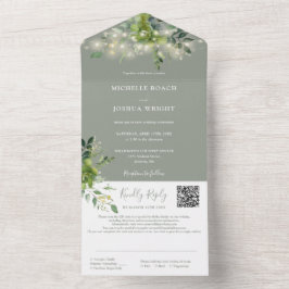 Greenery String Luzes QR Código Sage Casamento Ver