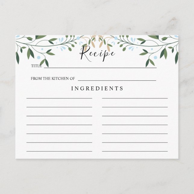 Greenery Watercolor, Cartão de Receita de Casament (Frente)