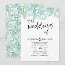 Greenery Watercolor Convite para Casamento de Verã