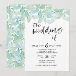 Greenery Watercolor Convite para Casamento de Verã