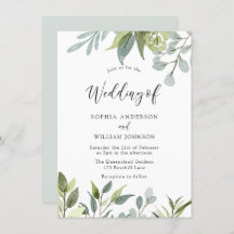 Greenery Watercolor Deixa Convite Para Casamento