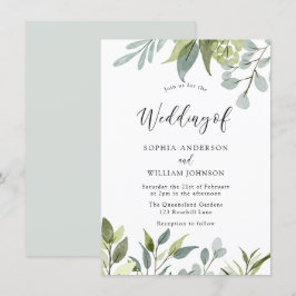 Greenery Watercolor Deixa Convite Para Casamento