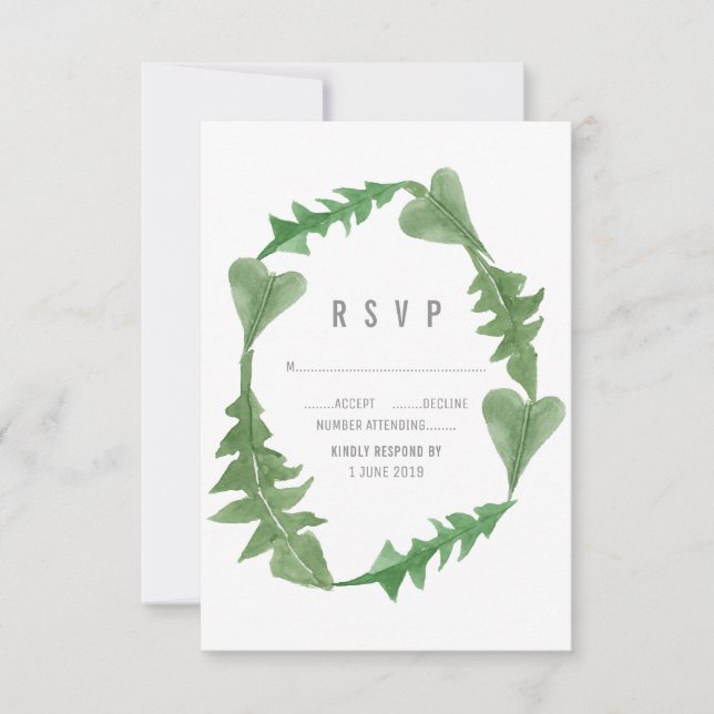 Greenery Watercolor Foliage RSVP (Frente)