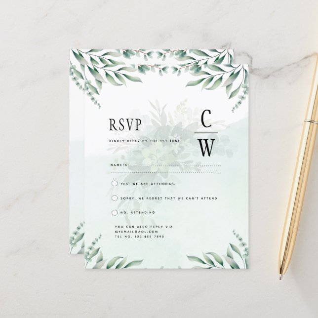 Greenery Wedding RSVP BUDGET (Frente/Verso In Situ)