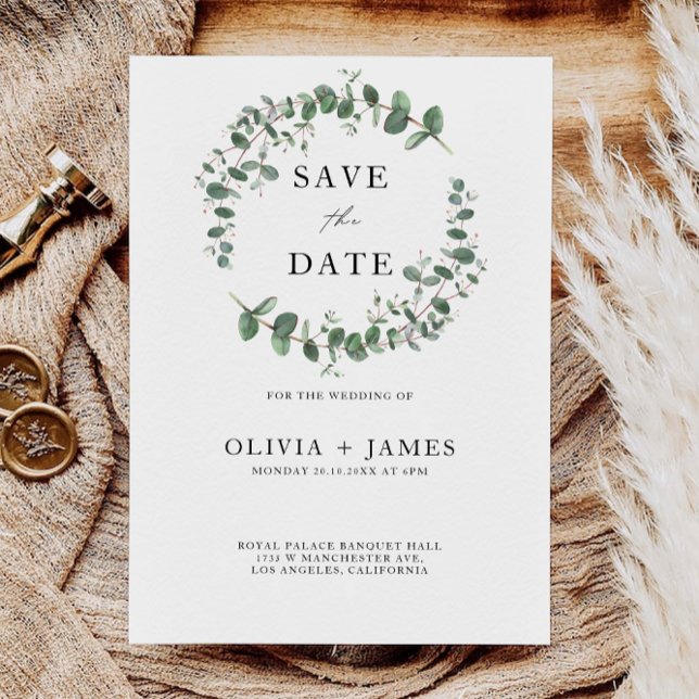 Greenery Wedding Salvar a Data Convite (Greenery Wedding Save the Date Invitation)
