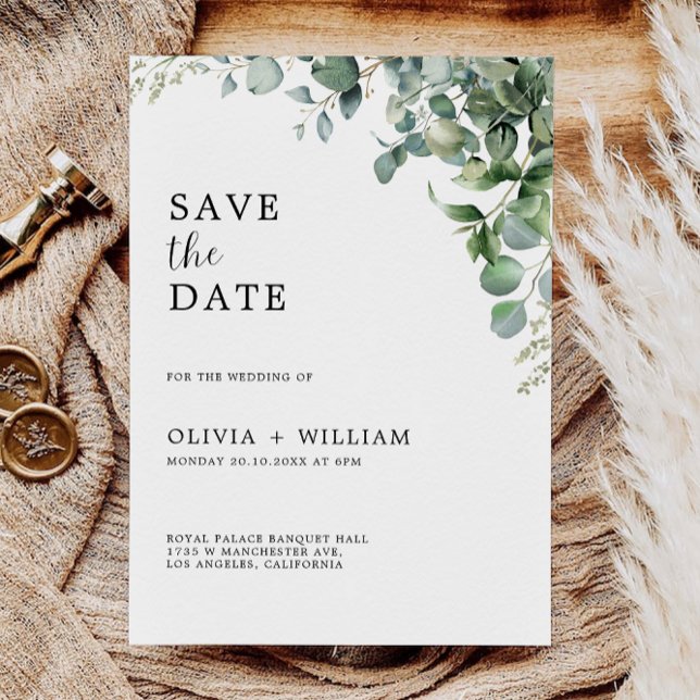 Greenery Wedding Salvar a Data Convite (Greenery Wedding Save the Date Invitation)