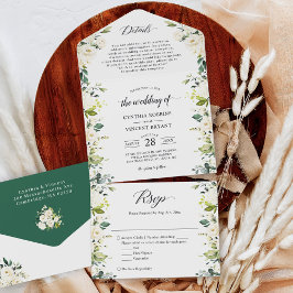 Greenery White Floral Detalhes do Casamento RSVP