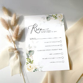 Greenery White Roses - Cartão RSVP de Casamento