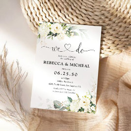 Greenery White Roses Convite de Casamento