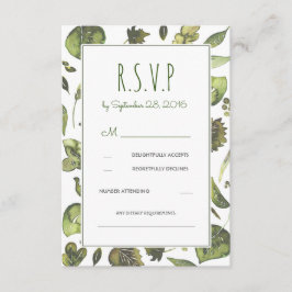 Greenery Woodland Watercolor Cartão RSVP de Casame
