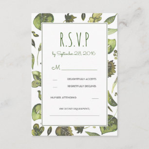 Greenery Woodland Watercolor Cartão RSVP de Casame