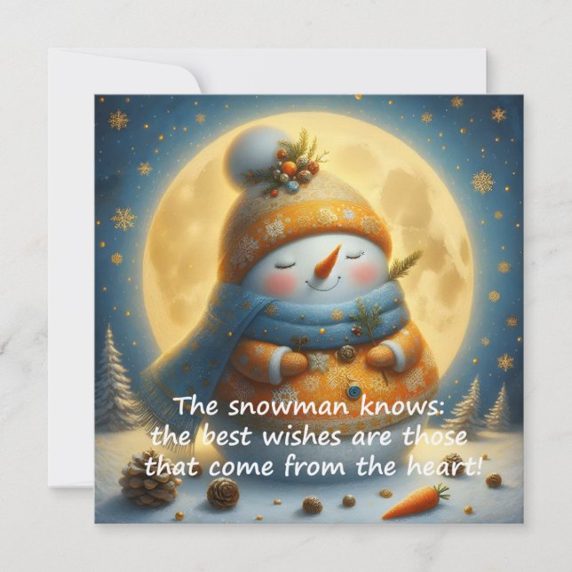 Greeting card with a cute snowman (Frente)