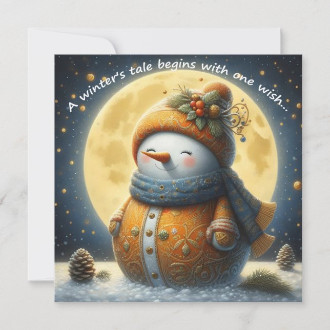 Greeting card with a cute snowman (Frente)