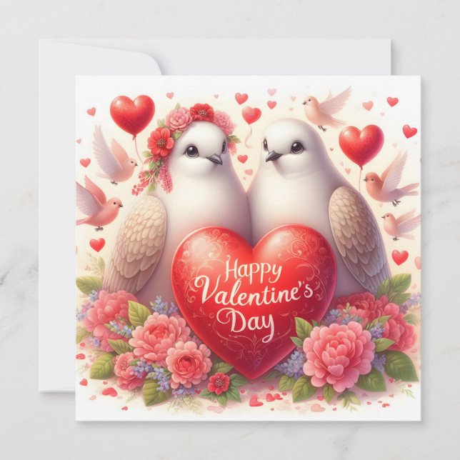 Greeting card with doves in love (Frente)