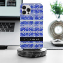 Grego Fret Arabesque Azul, Seu Nome, Personalize