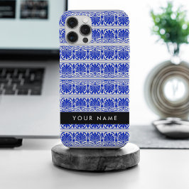 Grego Fret Arabesque Azul, Seu Nome, Personalize